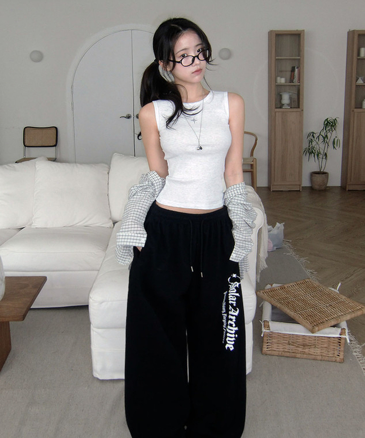 ラウンドネックキャミソール MELANGE WHITE