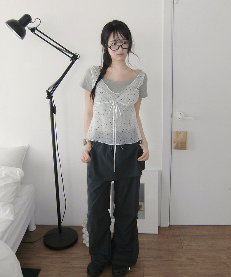 ドットVネックリボンビスチェ IVORY