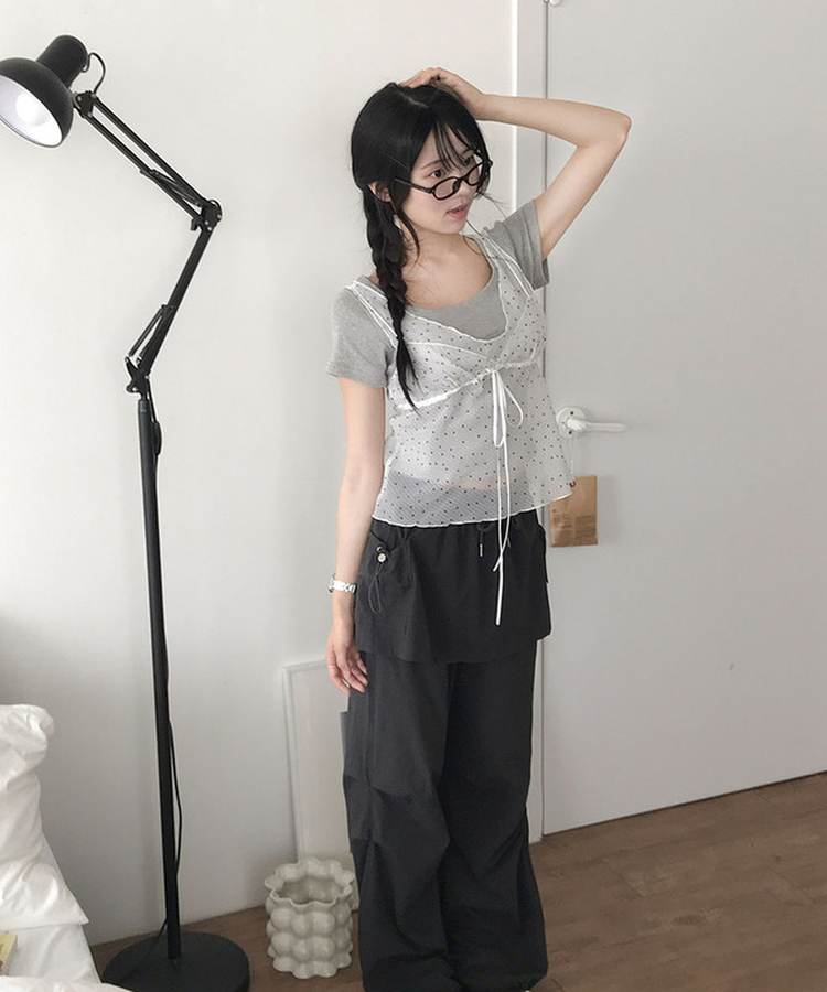 ドットVネックリボンビスチェ IVORY