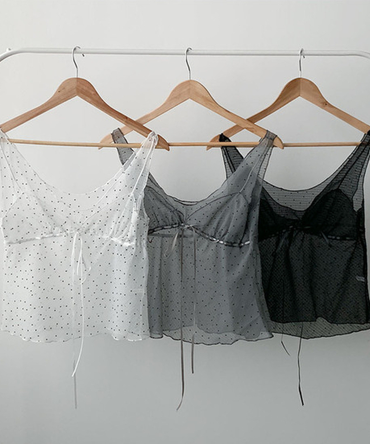 ドットVネックリボンビスチェ