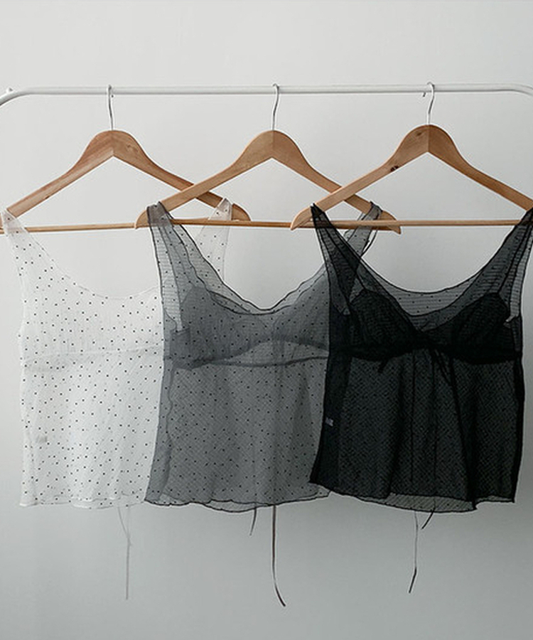 ドットVネックリボンビスチェ