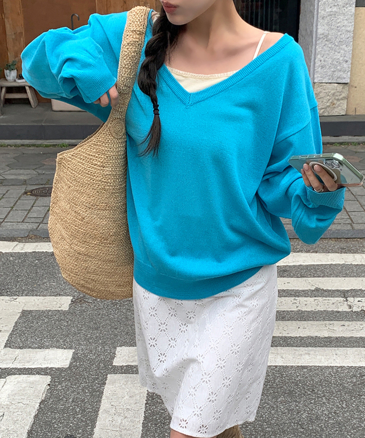 Forest wholegament v knit 韓国 C/L V-NECK KNIT PULLOVER – Shinzone