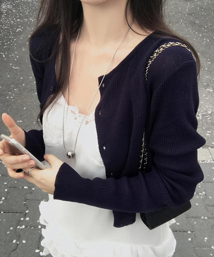 デイリーサマーニットカーディガン(7color) NAVY