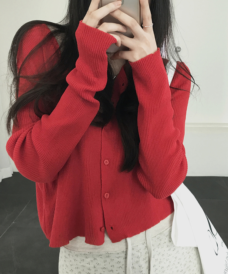 デイリーサマーニットカーディガン(7color) RED