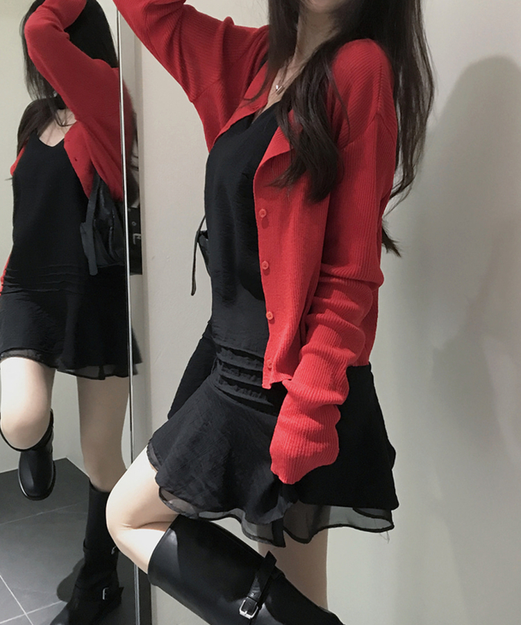 デイリーサマーニットカーディガン(7color) RED