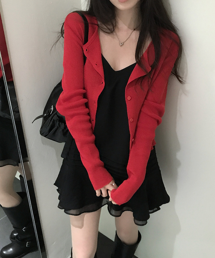 デイリーサマーニットカーディガン(7color) RED