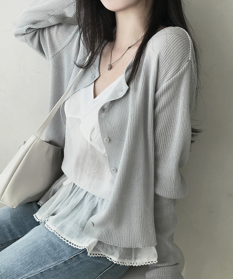 デイリーサマーニットカーディガン(7color) GREY