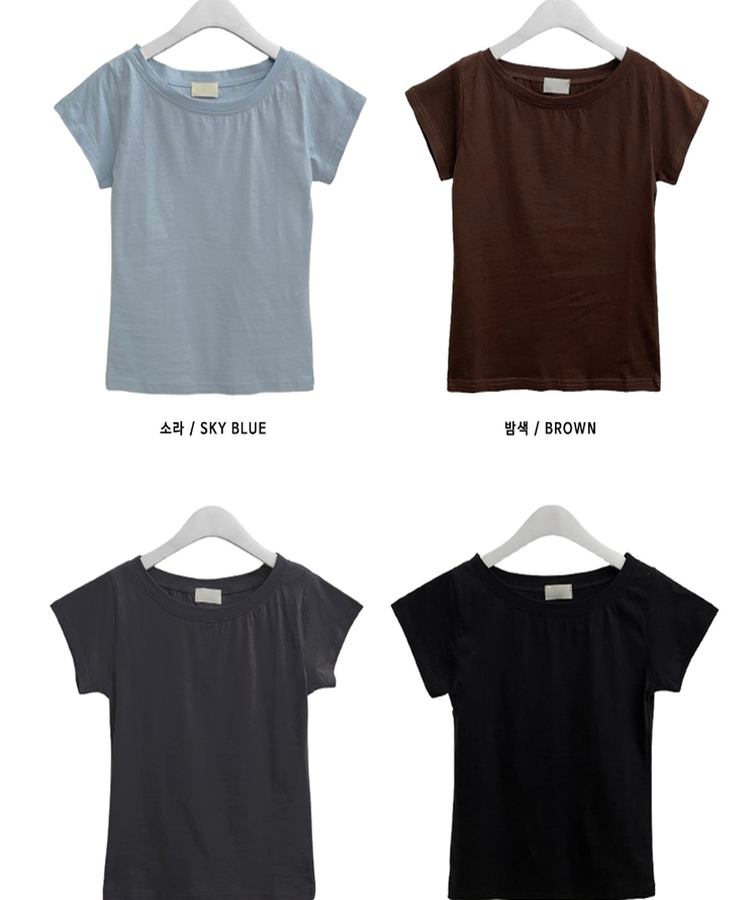 ラウンドスリムベーシック半袖Tシャツ(5color)