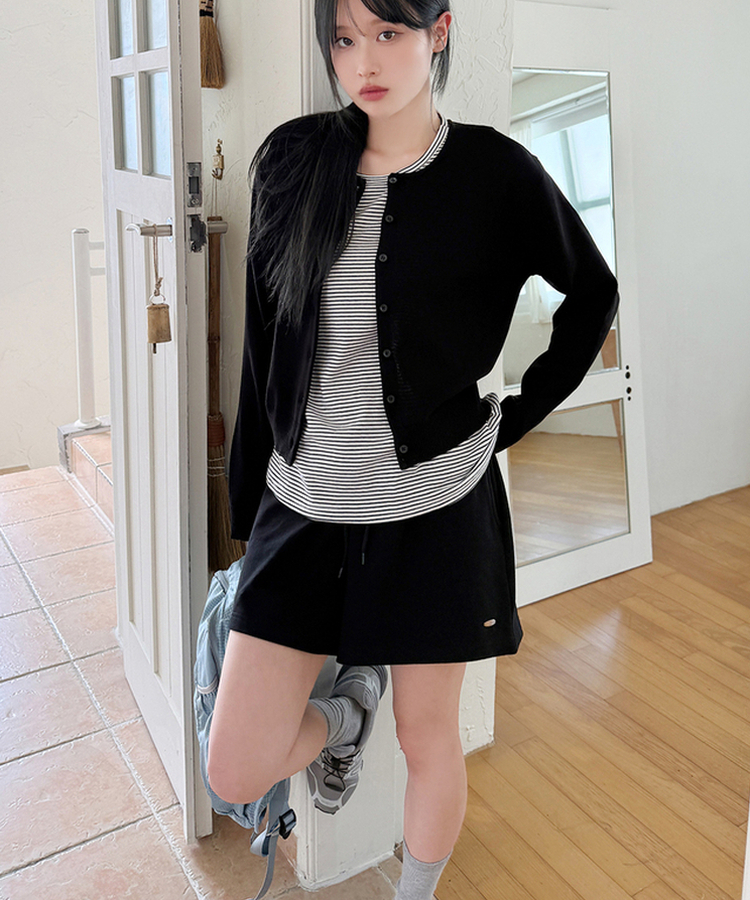 スウェットショートバンドパンツ BLACK