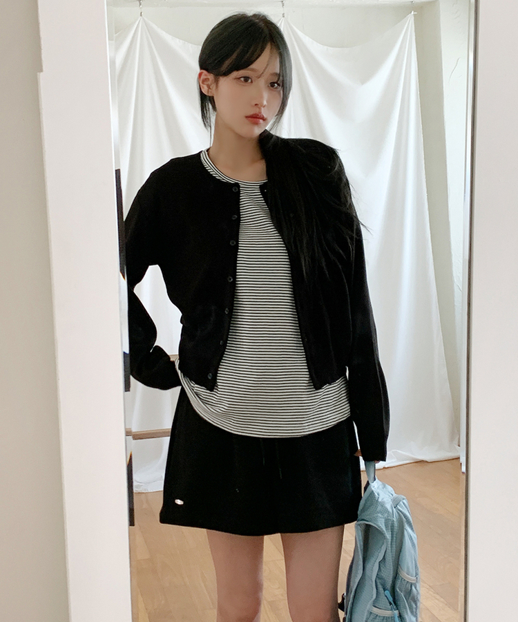 スウェットショートバンドパンツ BLACK