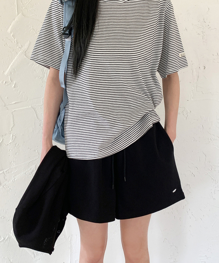 スウェットショートバンドパンツ BLACK