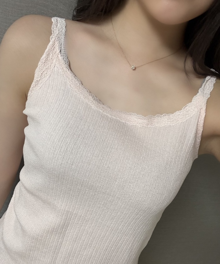 레이스 골지 나시 핑크