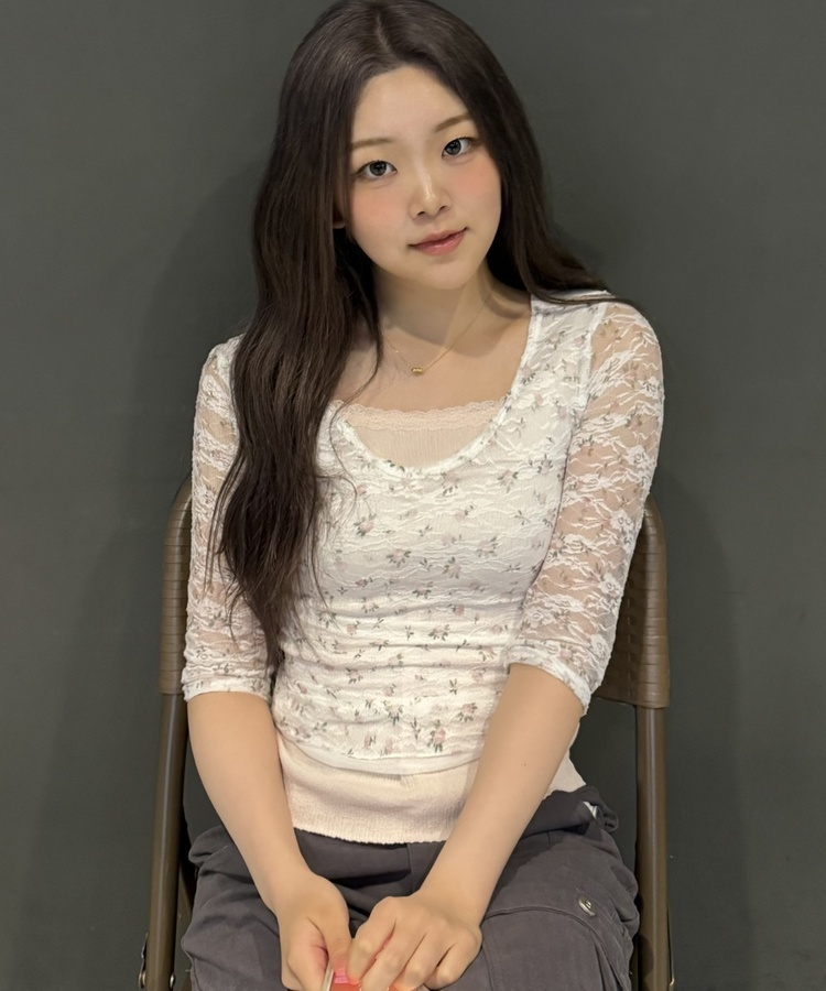 레이스 골지 나시 핑크