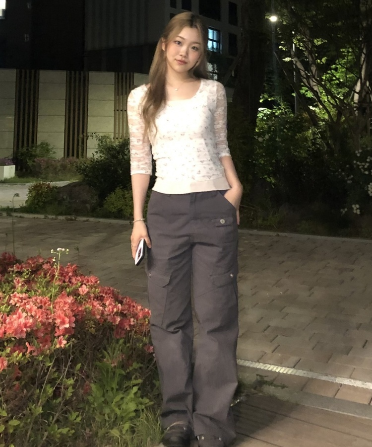 부츠컷 카고 팬츠 차콜