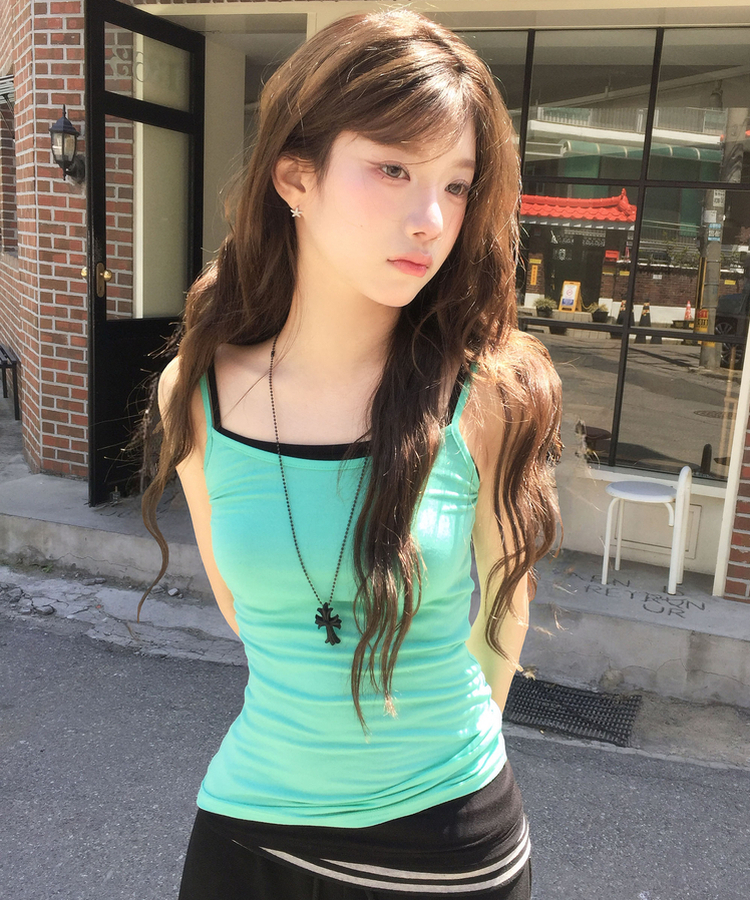 ストラップロングキャミソール(10color) MINT