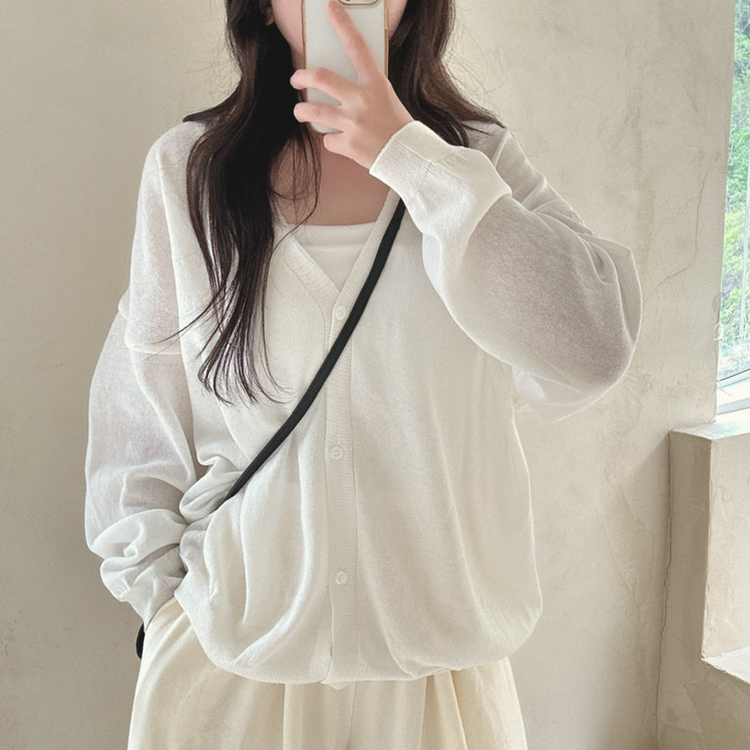 カーディガン ブラウス ホワイト chuu 韓国 レースブラウス カーディガン Vネック 春 春服 韓国ファッション 韓国