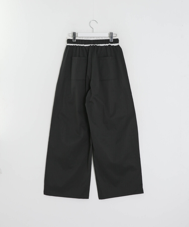 ナイロンレースフリルワイドパンツ