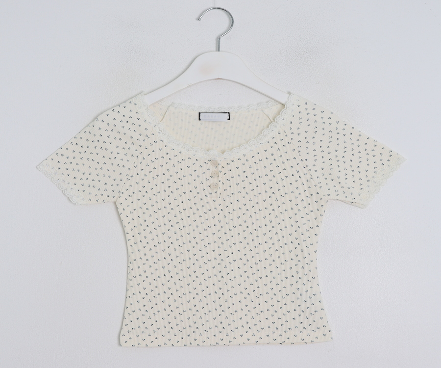 フラワーレース半袖Tシャツ