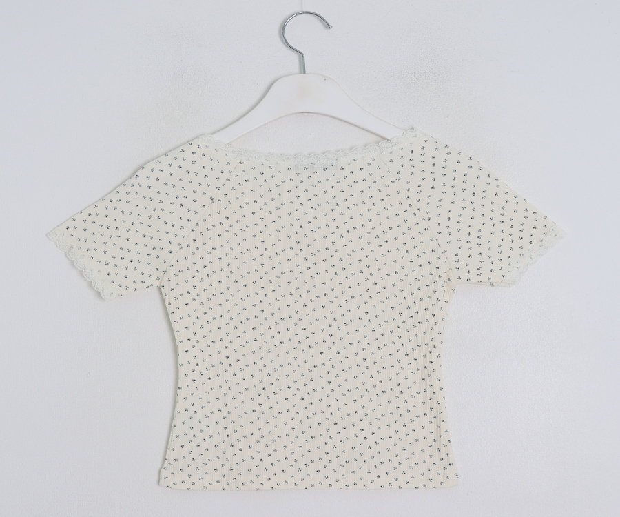 フラワーレース半袖Tシャツ