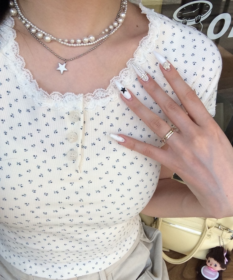 フラワーレース半袖Tシャツ IVORY