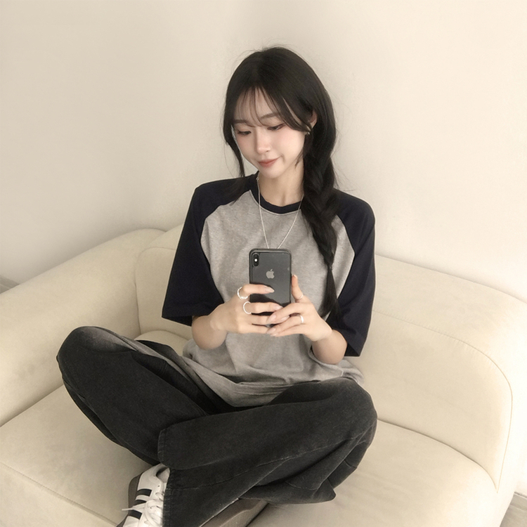 시엔느 라운드 나그랑 오버핏 여름 반팔 티셔츠 래글런 배색 5color 메란지