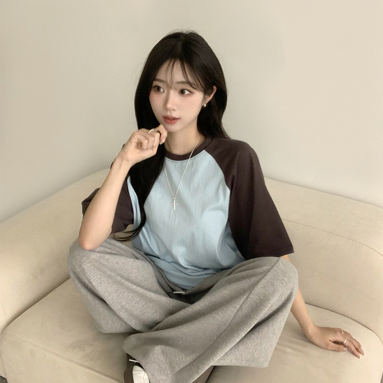시엔느 라운드 나그랑 오버핏 여름 반팔 티셔츠 래글런 배색 5color 소라