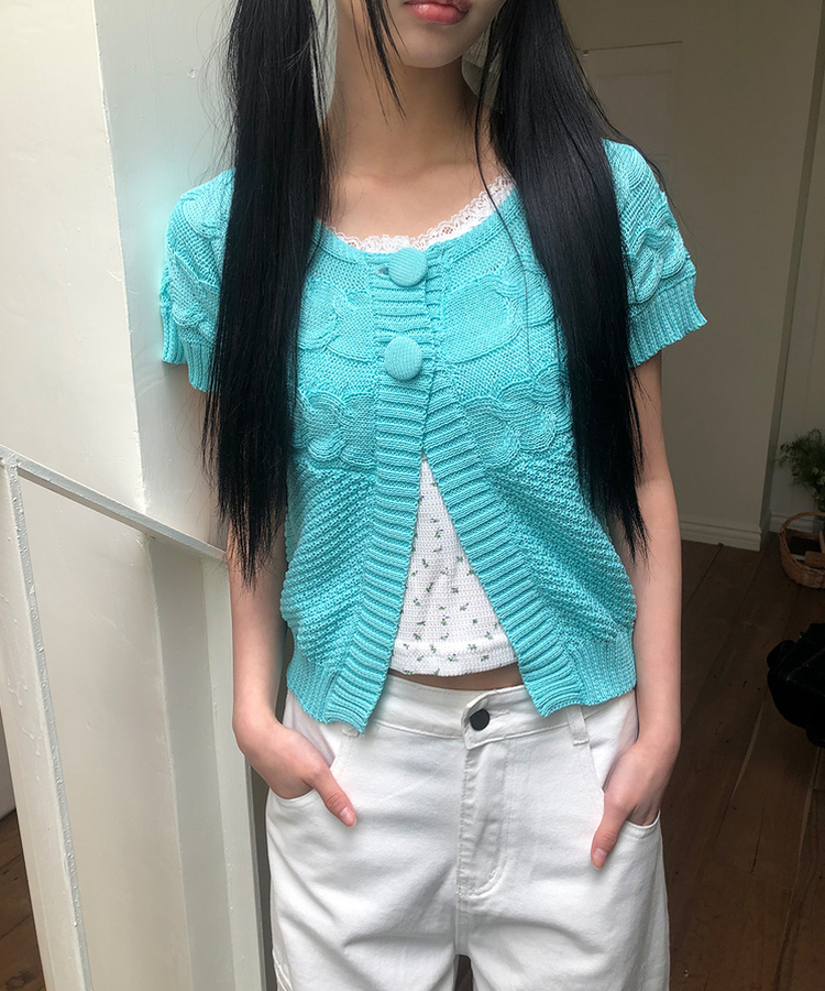 半袖ニットカーディガン MINT