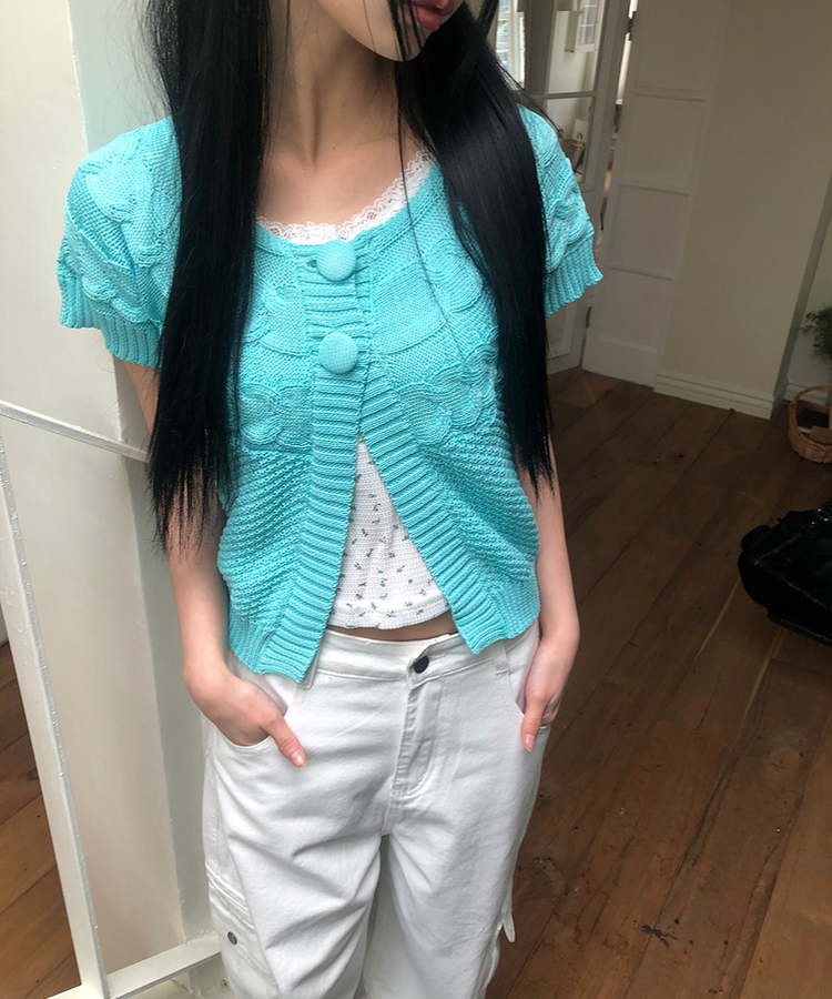 半袖ニットカーディガン MINT
