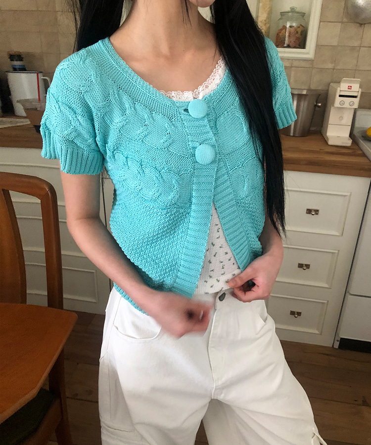 半袖ニットカーディガン MINT