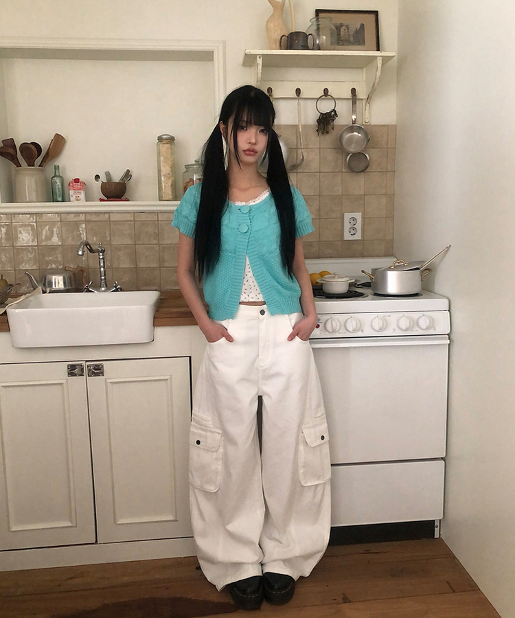 半袖ニットカーディガン MINT