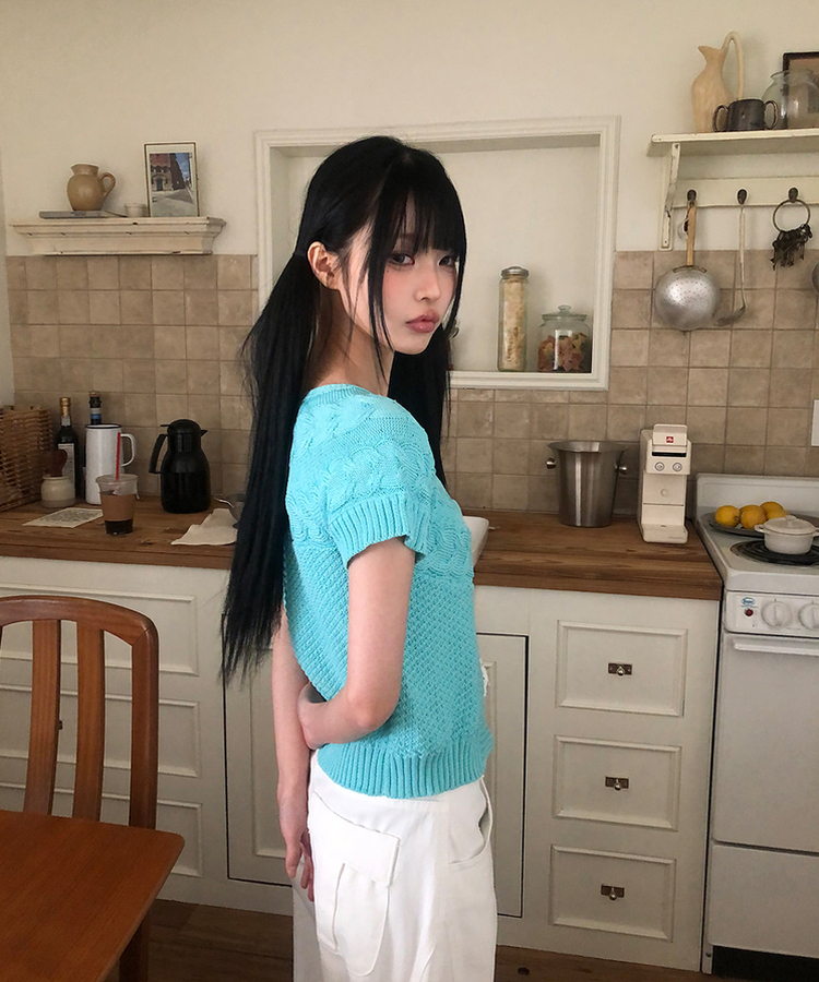 半袖ニットカーディガン MINT