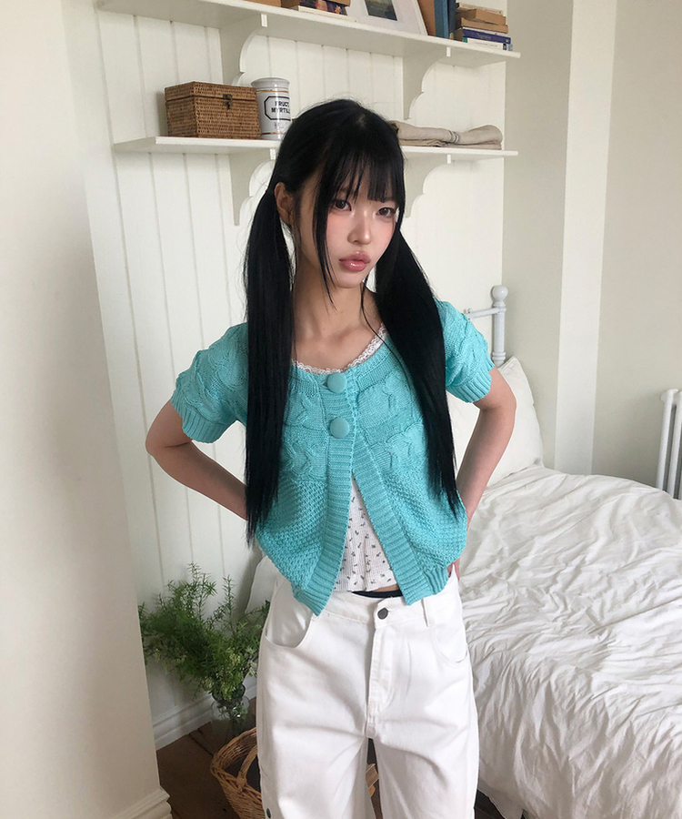 半袖ニットカーディガン MINT