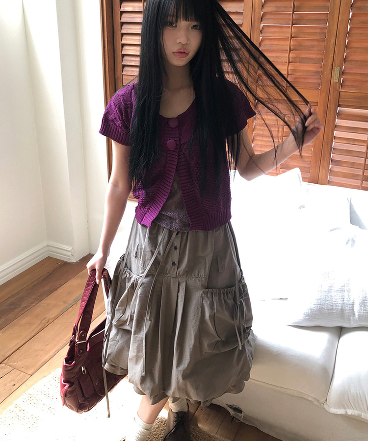 半袖ニットカーディガン PURPLE