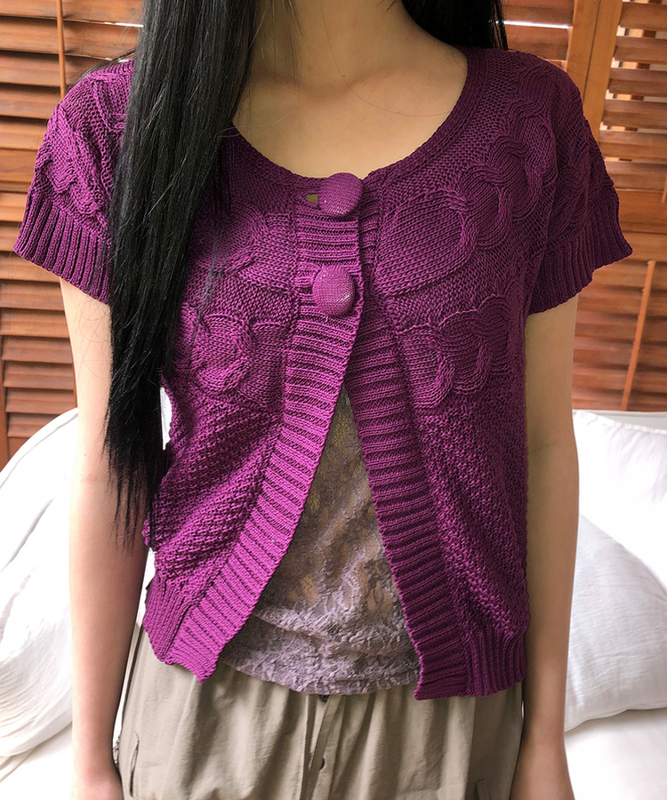 半袖ニットカーディガン PURPLE