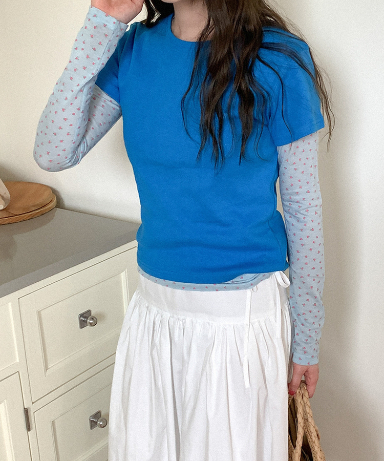 コットン半袖Tシャツ(8color) BLUE