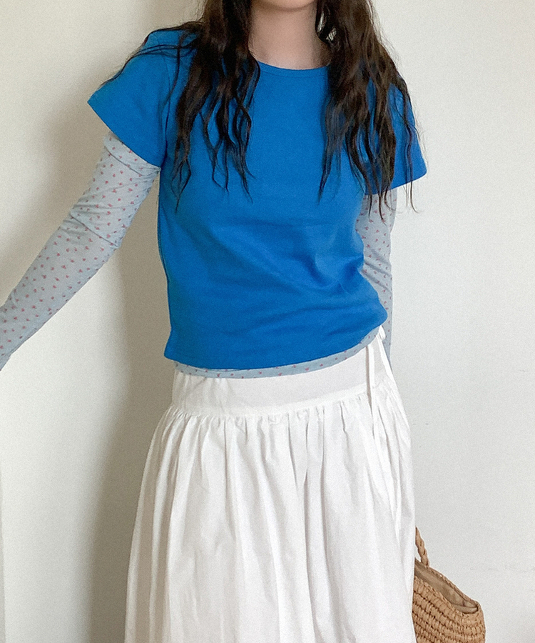コットン半袖Tシャツ(8color) BLUE
