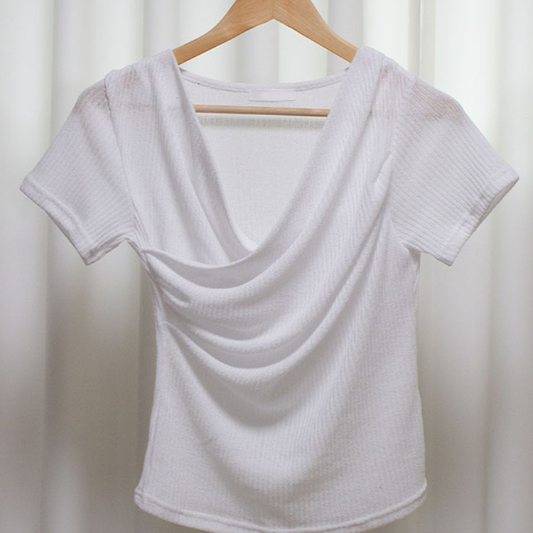 フェミニンラップVネック半袖Tシャツ