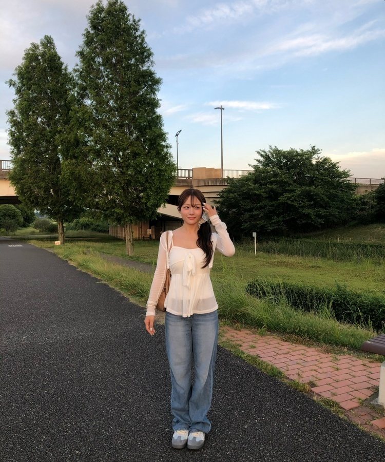루즈 와이드 스트레이트 데님 팬츠 진청