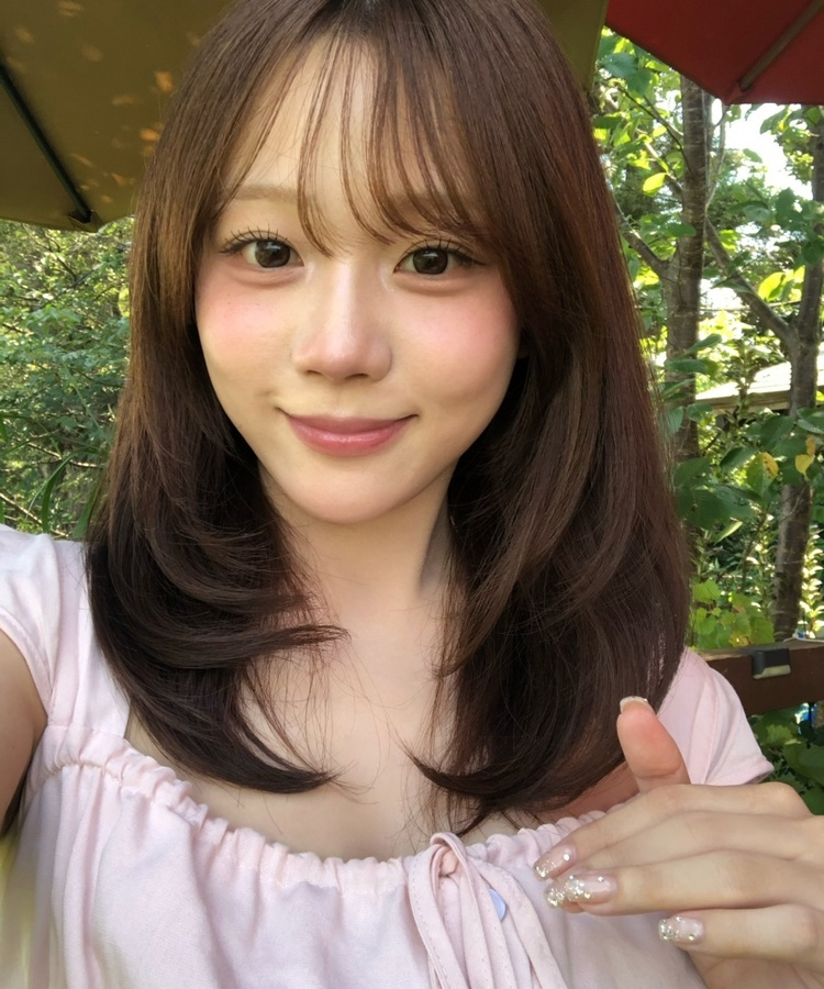 프론트 리본 셔링 블라우스 핑크
