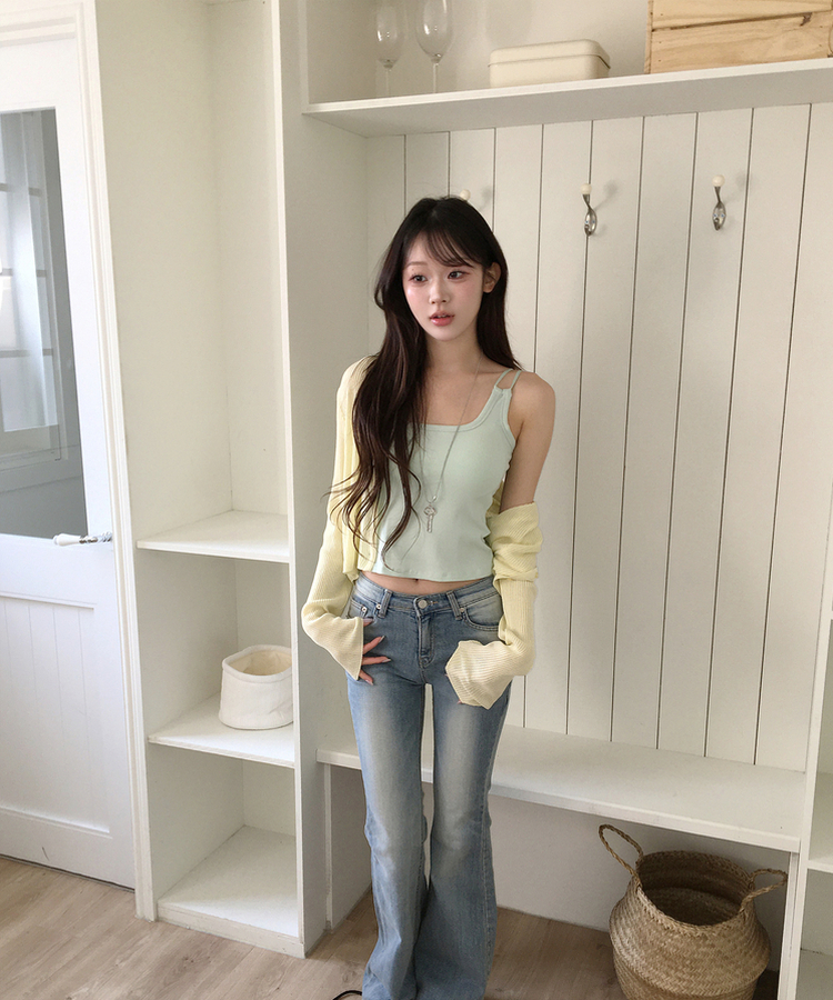 【カップ付き】カラーストラップキャミソール YELLOW