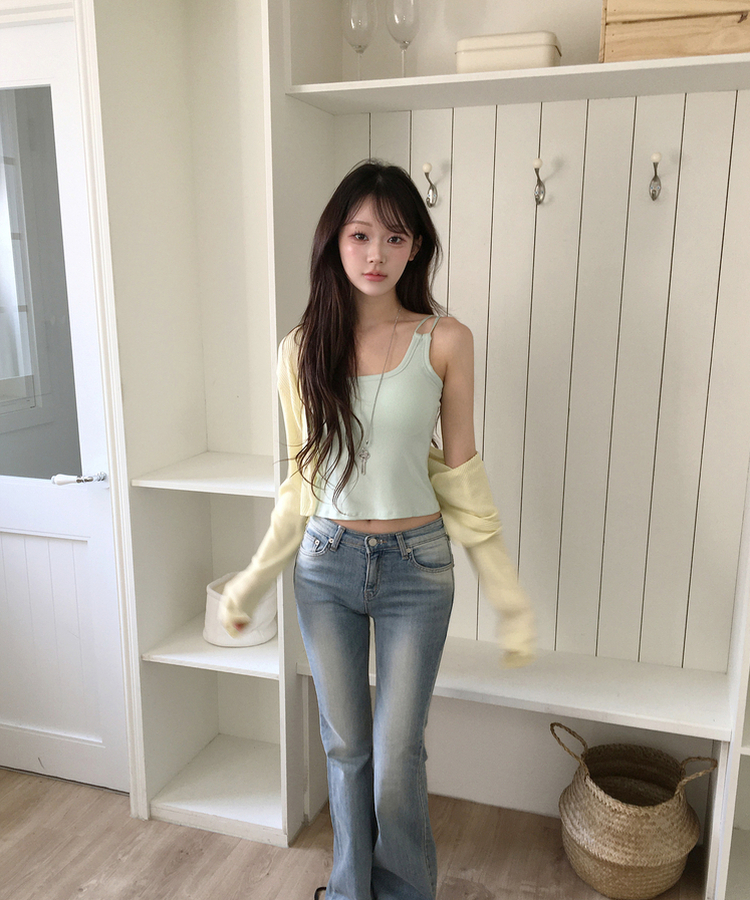 【カップ付き】カラーストラップキャミソール YELLOW