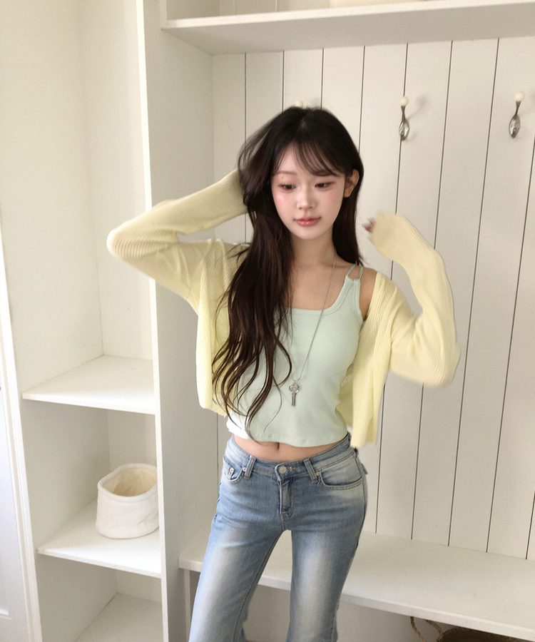 【カップ付き】カラーストラップキャミソール YELLOW