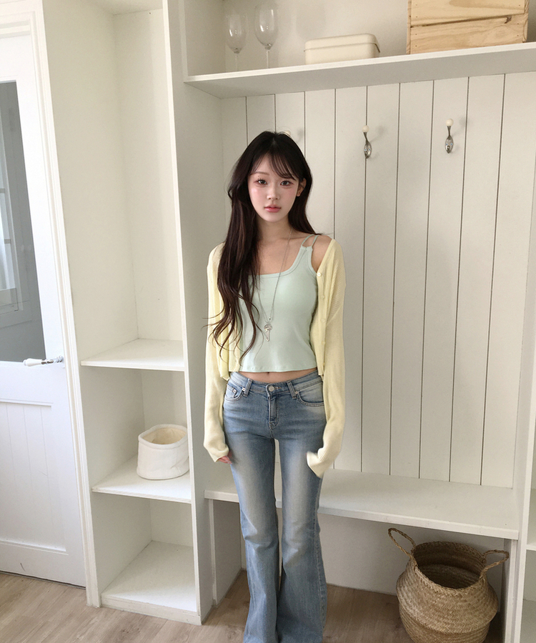 【カップ付き】カラーストラップキャミソール YELLOW