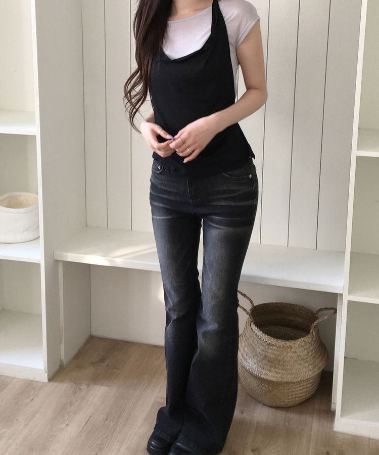 SET】レイヤードホルターネックトップス Tシャツ｜半袖Tシャツ｜韓国