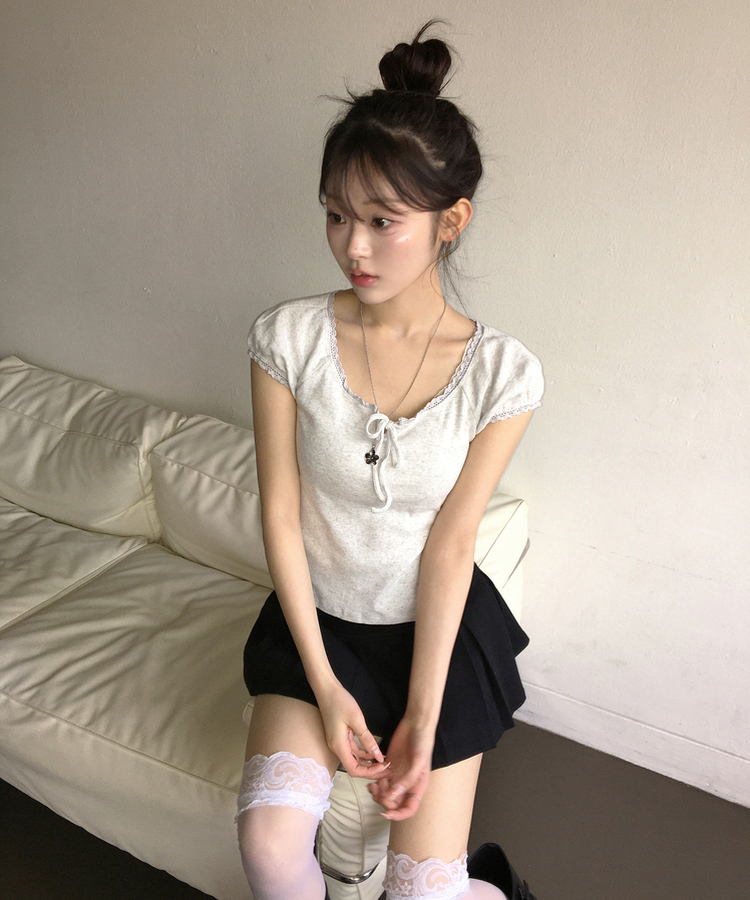 パフレースTシャツ IVORY