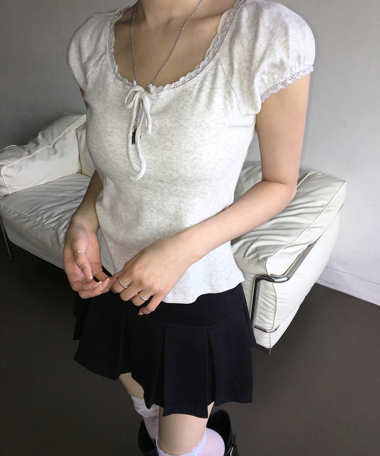 パフレースTシャツ IVORY