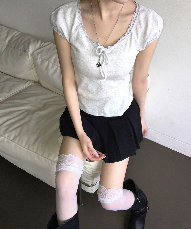 パフレースTシャツ IVORY
