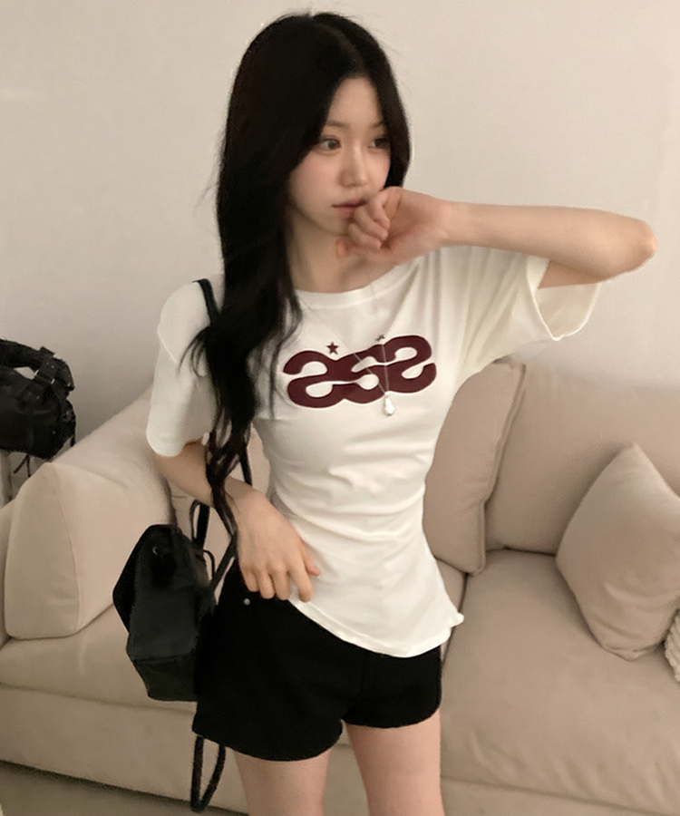 에이스 오프숄더 여리 언발 롱 반팔 티셔츠 화이트