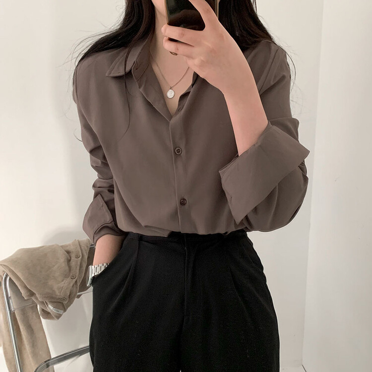 全12色ベーシックシャツ BROWN