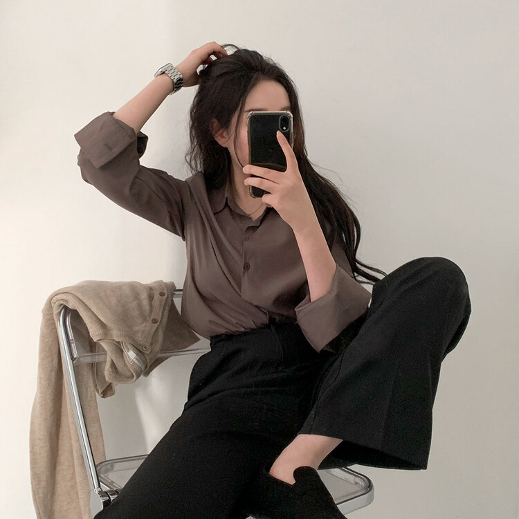 全12色ベーシックシャツ BROWN